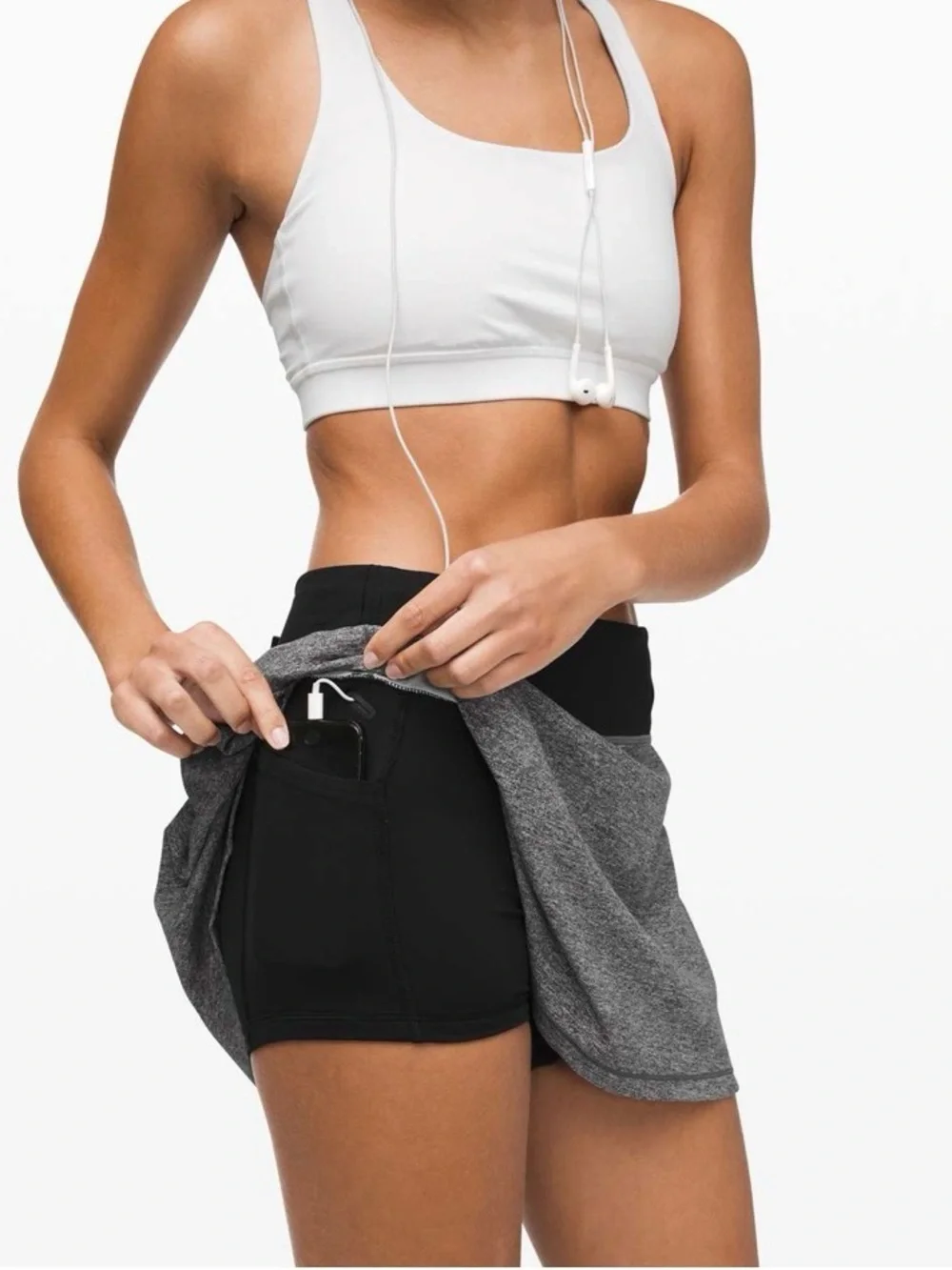 Lululemon Pace Rival Skirt (Tall) *No Panels 15”*Heather Lux Multi Black / Black